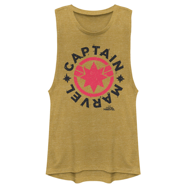 fifth sun Junior's Marvel Captain Marvel Star Symbol Circle Festival Muscle Tee
