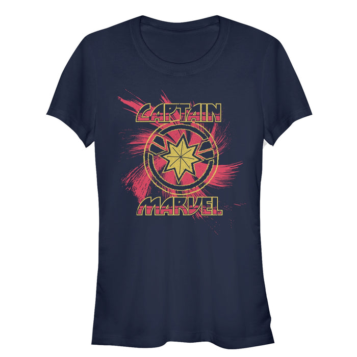 Fifth Sun Junior's Marvel Captain Marvel Star Symbol Swirl T-Shirt
