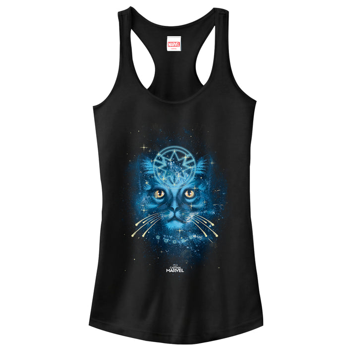 fifth sun Junior's Marvel Captain Marvel Starry Goose Cat Racerback Tank Top