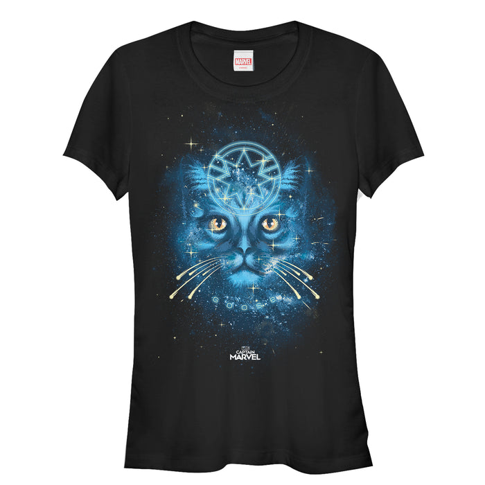 fifth sun Junior's Marvel Captain Marvel Starry Goose Cat T-Shirt