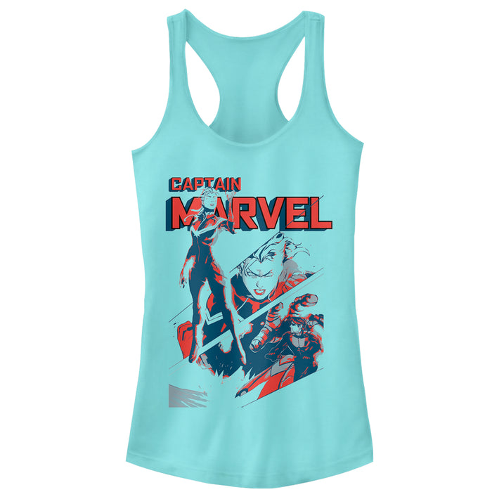 fifth sun Junior's Marvel Captain Marvel Streaks Racerback Tank Top