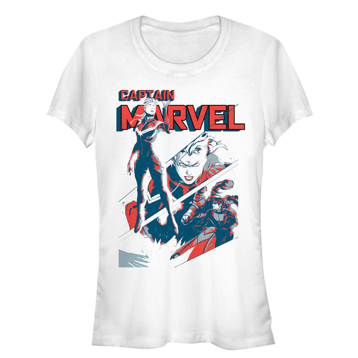 fifth sun Junior's Marvel Captain Marvel Streaks T-Shirt