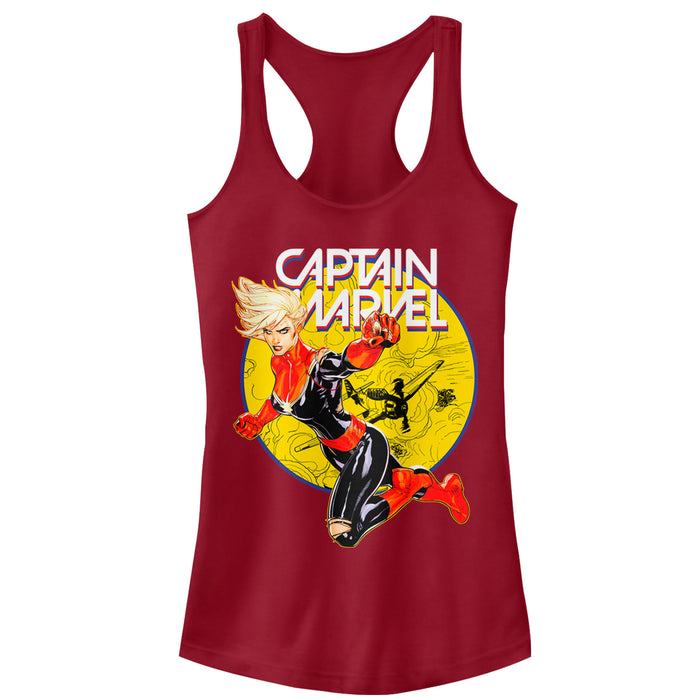 fifth sun Junior's Marvel Captain Marvel Vintage Ring Racerback Tank Top