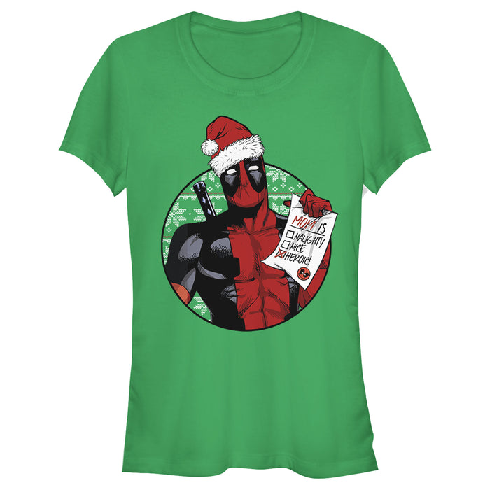 fifth sun Junior's Marvel Christmas Deadpool Mom is Heroic T-Shirt