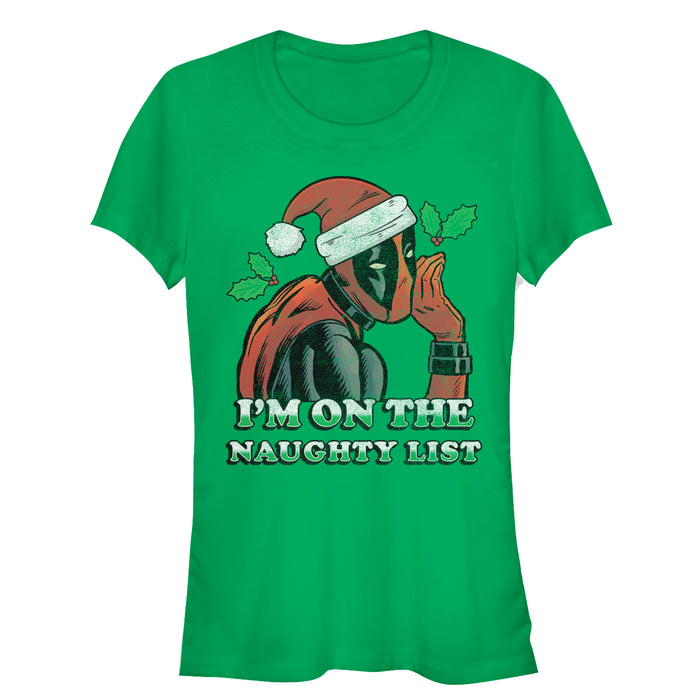 fifth sun Junior's Marvel Christmas Deadpool Naughty List T-Shirt