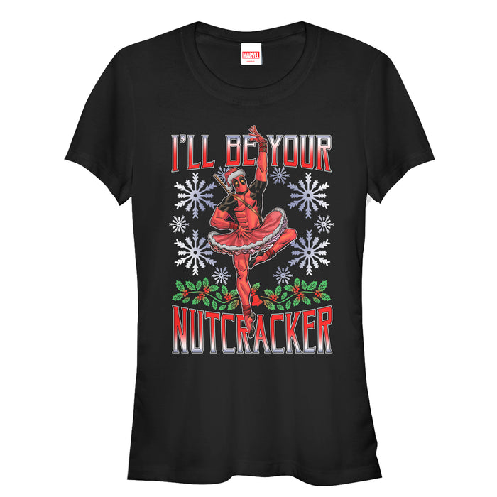 fifth sun Junior's Marvel Christmas Deadpool Nutcracker T-Shirt