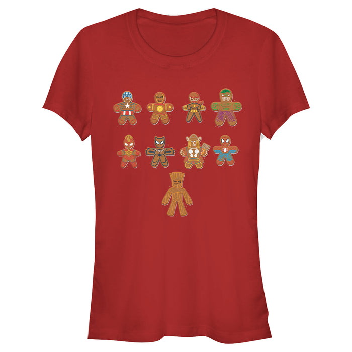 fifth sun Junior's Marvel Christmas Gingerbread Cookie Avengers T-Shirt