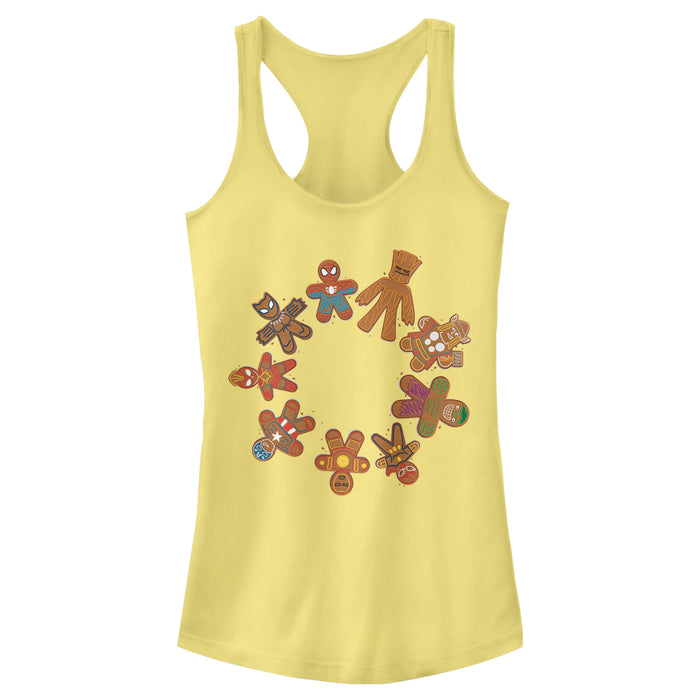 fifth sun Junior's Marvel Christmas Gingerbread Cookie Circle Racerback Tank Top