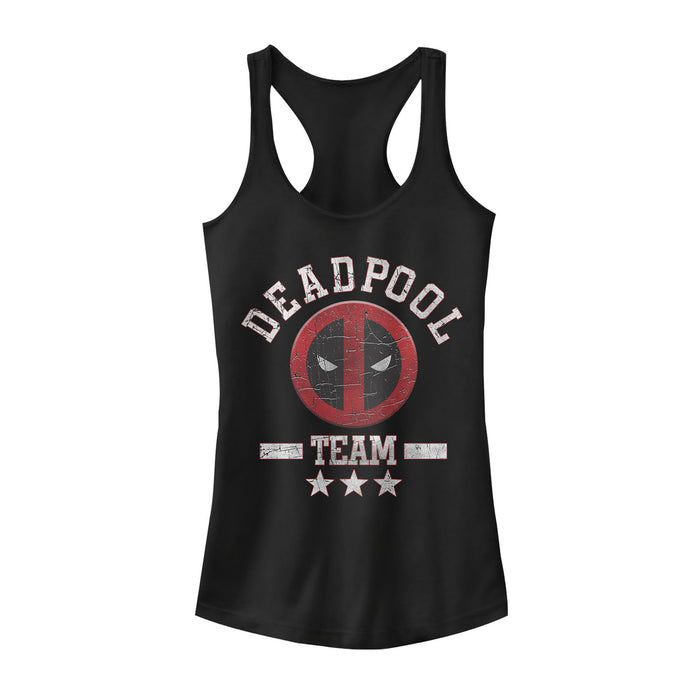 fifth sun Junior's Marvel Deadpool Cracked Logo Team Racerback Tank Top