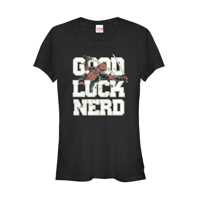 fifth sun Junior's Marvel Deadpool Good Luck Nerd T-Shirt