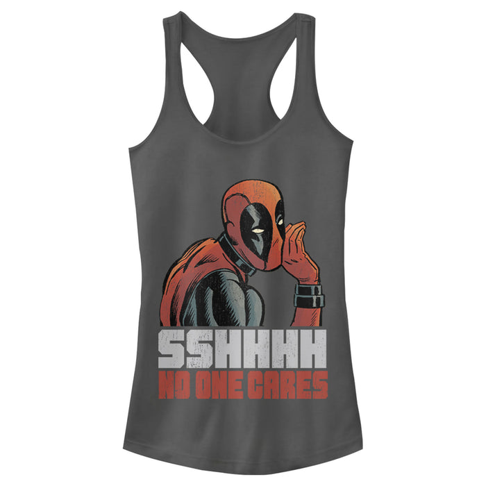 Fifth Sun Junior's Marvel Deadpool No One Cares Racerback Tank Top
