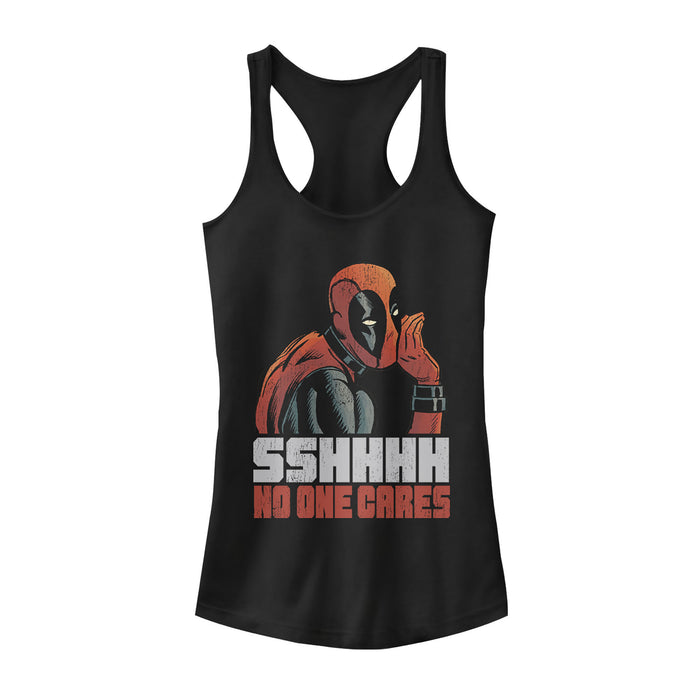 fifth sun Junior's Marvel Deadpool No One Cares Racerback Tank Top