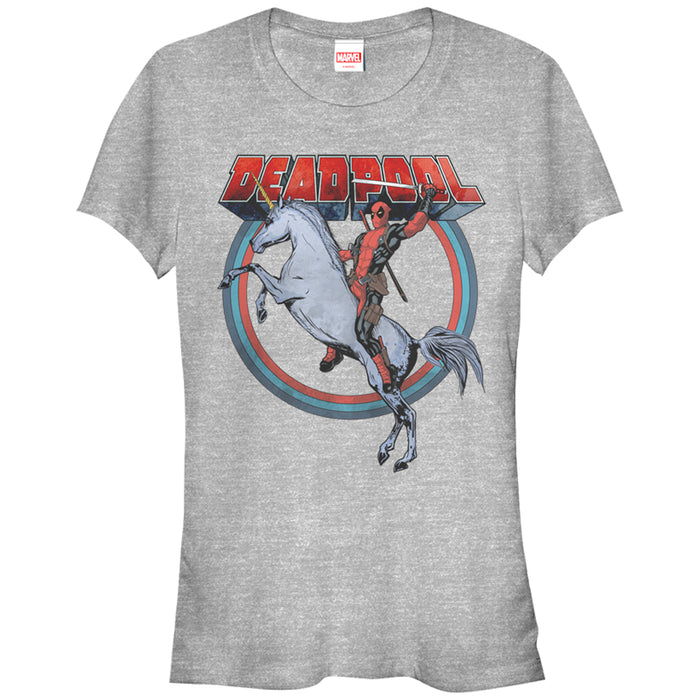 fifth sun Junior's Marvel Deadpool Rides Unicorn T-Shirt