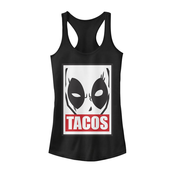 fifth sun Junior's Marvel Deadpool Tacos Racerback Tank Top