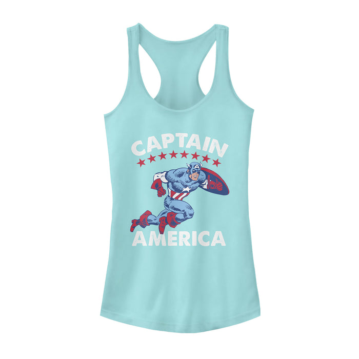fifth sun Junior's Marvel Fourth of July Retro Captain America Racerback Tank Top
