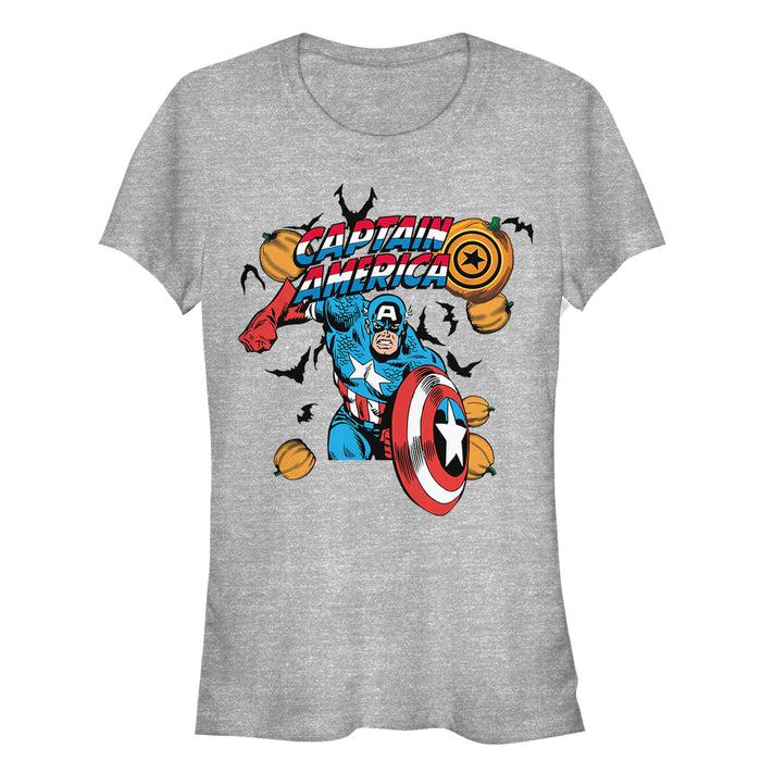 fifth sun Junior's Marvel Halloween Pumpkins Captain America T-Shirt