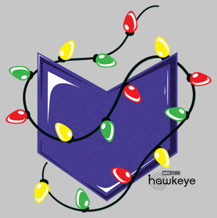 Fifth Sun Junior's Marvel Hawkeye Arrow Icon Christmas Lights T-Shirt