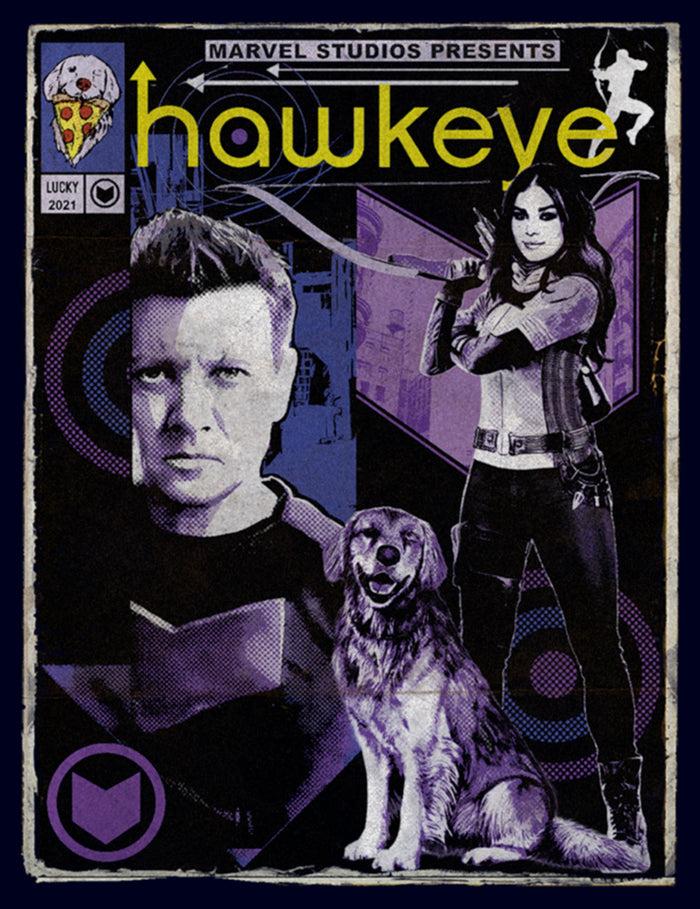 Fifth Sun Junior's Marvel Hawkeye Bishop And Lucky The Pizza Dog Comic Cover T-Shirt