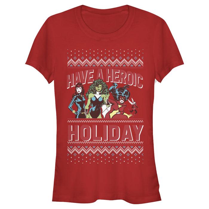 fifth sun Junior's Marvel Heroic Holiday Girl Power T-Shirt
