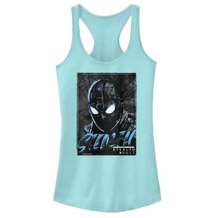 fifth sun Junior's Marvel Spider-Man: Far From Home Artsy Stealth Racerback Tank Top