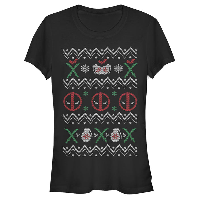 fifth sun Junior's Marvel Ugly Christmas Deadpool T-Shirt