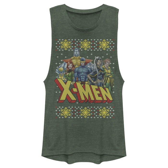 fifth sun Junior's Marvel Ugly Christmas X-Men Group Festival Muscle Tee