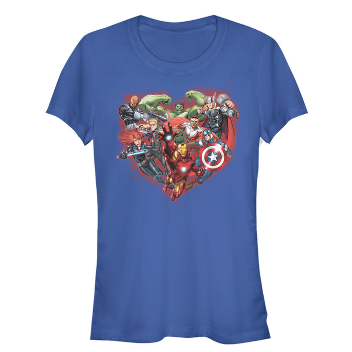 fifth sun Junior's Marvel Valentine's Day Avenger Heart Collage T-Shirt