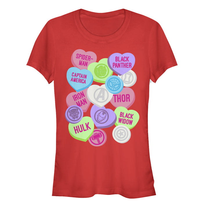 fifth sun Junior's Marvel Valentine's Day Candy Heart Heroes T-Shirt