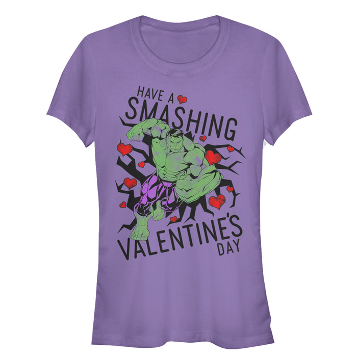 fifth sun Junior's Marvel Valentine's Day Hulk Smashing T-Shirt