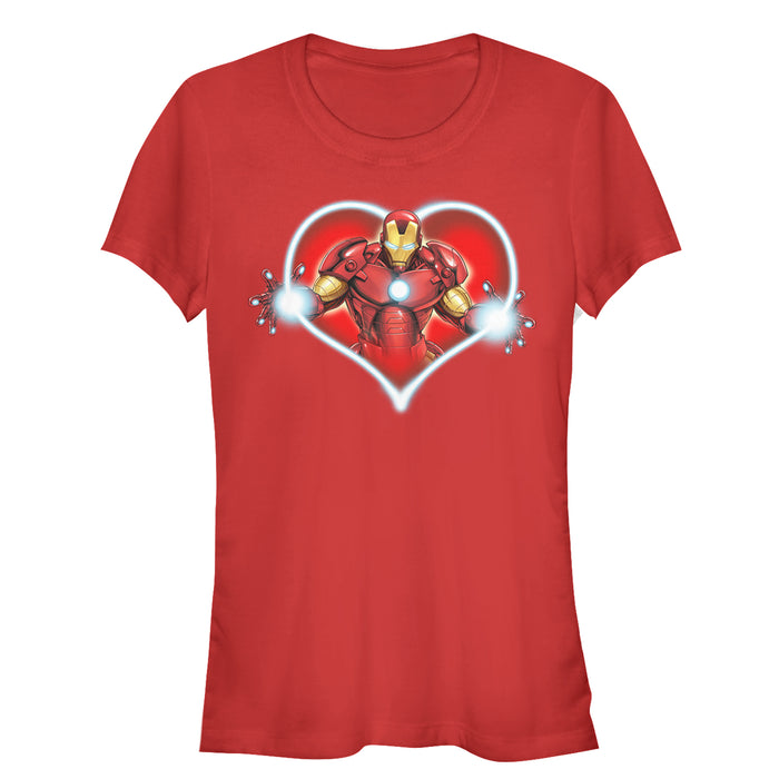 fifth sun Junior's Marvel Valentine's Day Iron Man Heart Frame T-Shirt