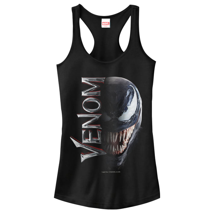 fifth sun Junior's Marvel Venom Film Split Portrait Racerback Tank Top