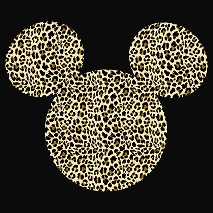 Fifth Sun Junior's Mickey & Friends Cheetah Print Mickey Mouse Logo Cowl Neck Sweatshirt