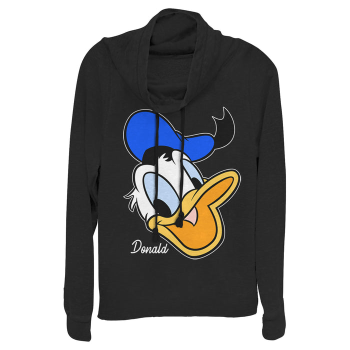 fifth sun Junior's Mickey & Friends Donald Duck Big Face Cowl Neck Sweatshirt