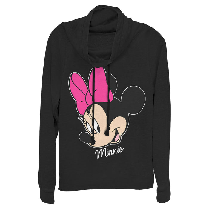 fifth sun Junior's Mickey & Friends Minnie Mouse Portrait Cowl Neck Sweatshirt