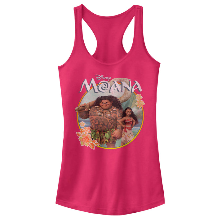 fifth sun Junior's Moana & Maui Circle Racerback Tank Top