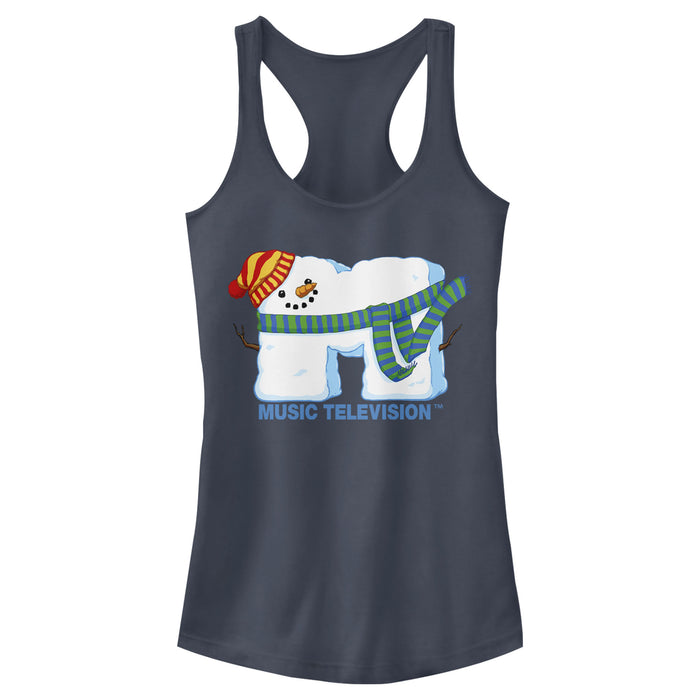 fifth sun Junior's MTV Christmas Snowman Logo Racerback Tank Top