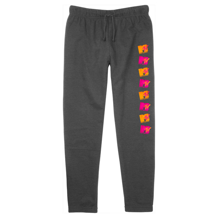 Fifth Sun Junior's MTV Repeated Orange And Pink Logo Jogger Pants