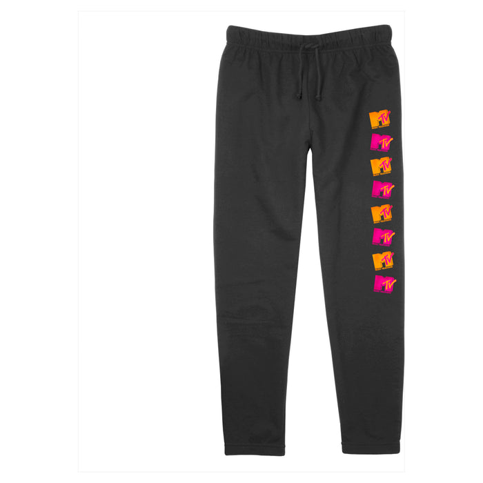 fifth sun Junior's MTV Repeated Orange and Pink Logo Jogger Pants