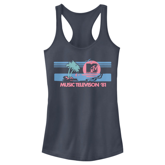 fifth sun Junior's MTV Spring Break 1981 Sunset Racerback Tank Top