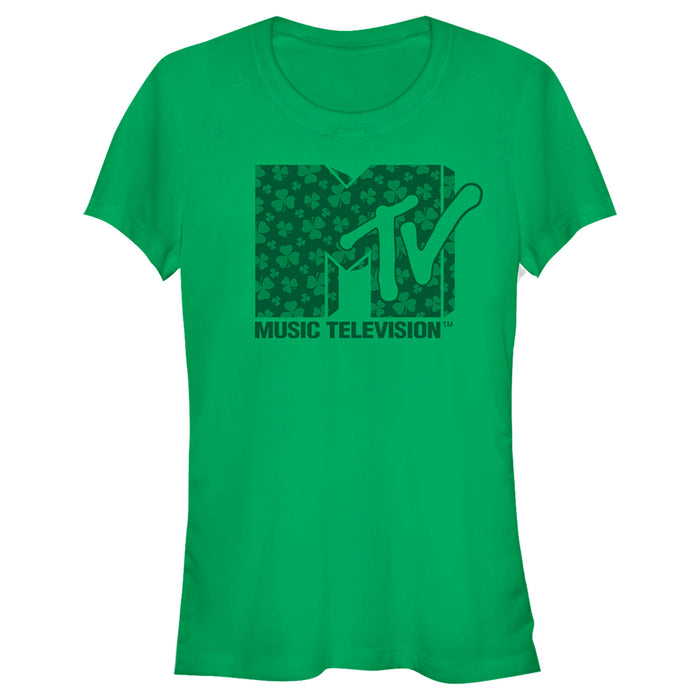 fifth sun Junior's MTV St. Patrick's Day Shamrock Fill Logo T-Shirt