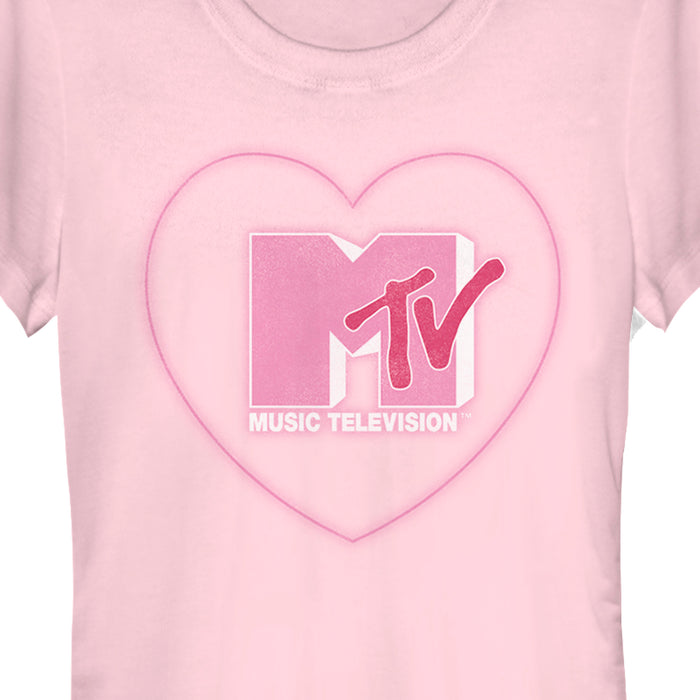 Fifth Sun Junior's MTV Valentine's Day Neon Heart Logo T-Shirt