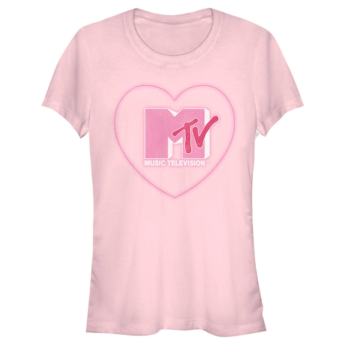 fifth sun Junior's MTV Valentine's Day Neon Heart Logo T-Shirt