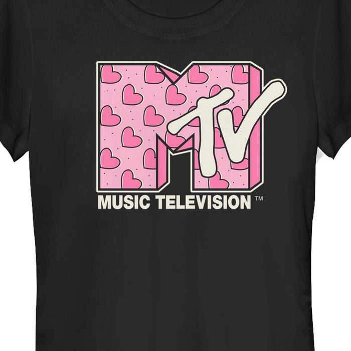 Fifth Sun Junior's MTV Valentine's Day Pink Heart Logo T-Shirt