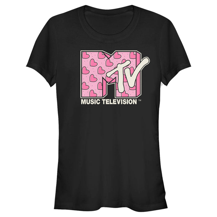 fifth sun Junior's MTV Valentine's Day Pink Heart Logo T-Shirt