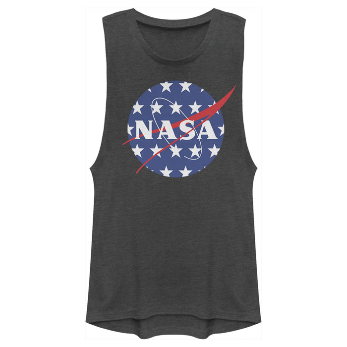 fifth sun Junior's NASA American Flag Large Stars Logo Festival Muscle Tee
