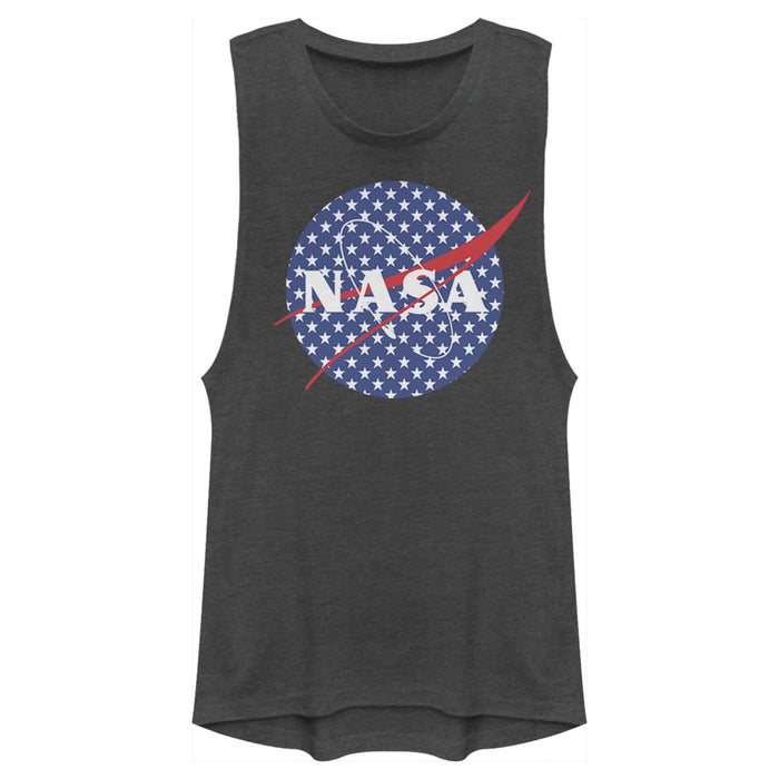 fifth sun Junior's NASA American Flag Stars Logo Festival Muscle Tee