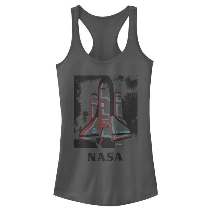 fifth sun Junior's NASA Color Pop Launch Edgy Palm Tree Racerback Tank Top