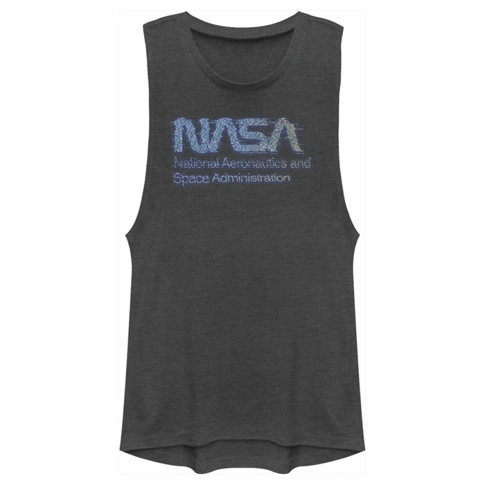 fifth sun Junior's NASA Distorted Computer Text Logo Festival Muscle Tee