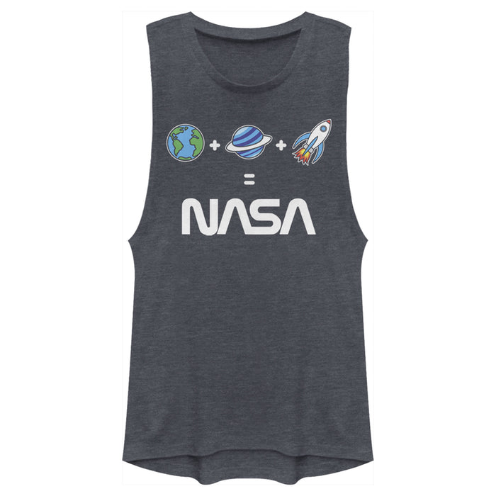 fifth sun Junior's NASA Emoji Space Logo Equation Festival Muscle Tee