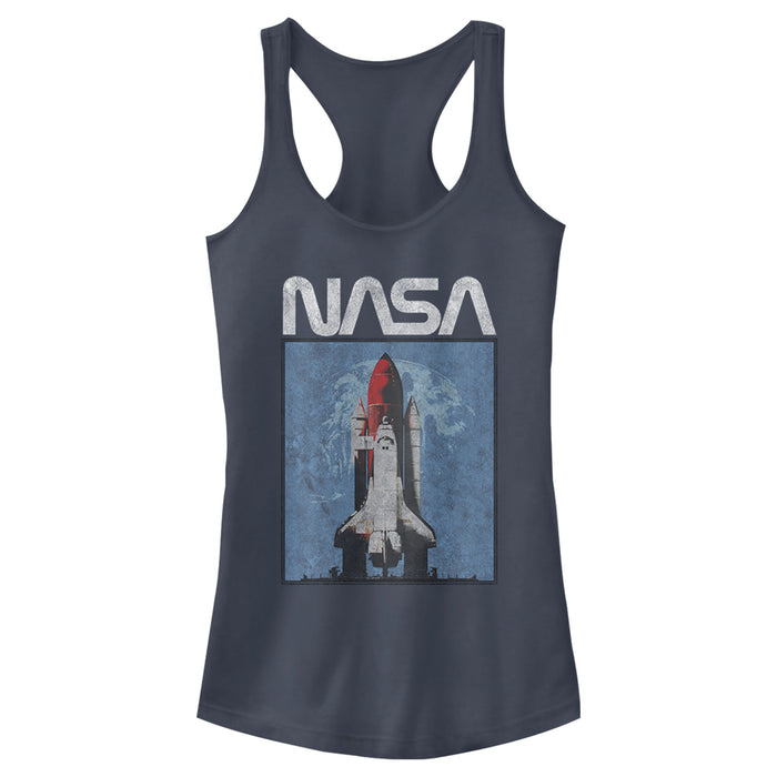 fifth sun Junior's NASA Logo Shuttle Rocket Ship Poster Style Racerback Tank Top